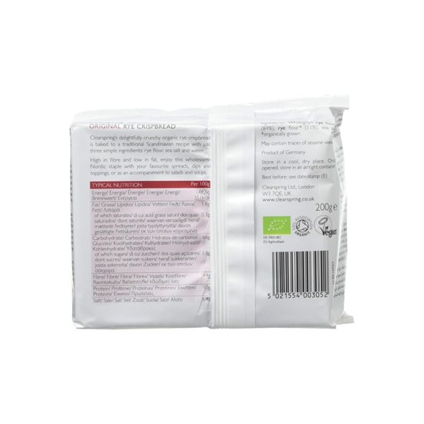 Clearspring Organic Knackebrod Rye Crispbread 200g-lateral