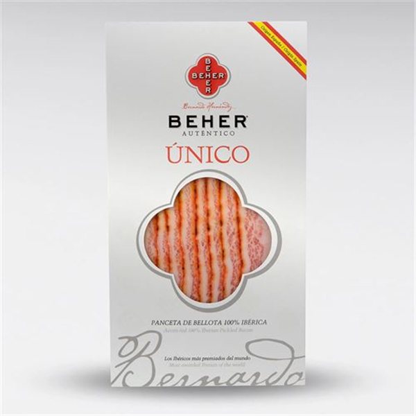 Pancetta de Bellota 100% Ibérique Tranchée, Beher-lateral