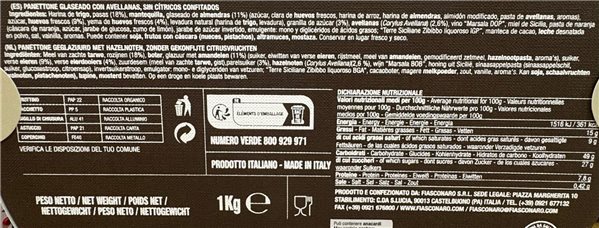 Panettone Fiasconaro con Avellana-trasera