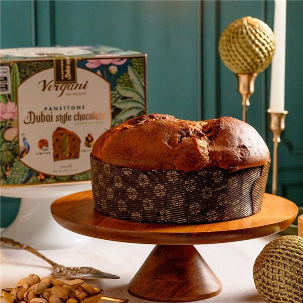 Panettone Vergani Dubai Style Chocolate Pistachio and Kataifi 850 gr-detalle