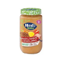 PAPILLA HERO BABY MENESTRA DE VERDURAS, TERNERA Y JAMON 235 GRS