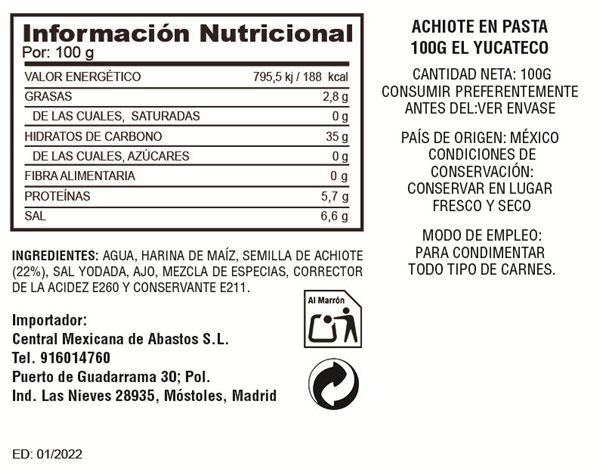 Pasta de Condimento de Achiote "El Yucateco" 100gr-detalle