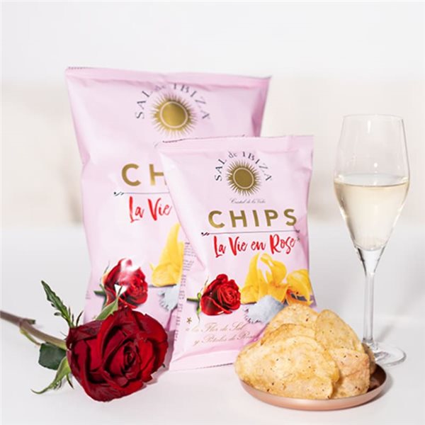 Rose-flavored potato chips, Sal de Ibiza 45g (6 units)-detalle