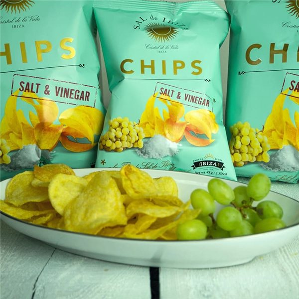 Chips de Pommes de Terre Sel & Vinaigre 125g, Sal de Ibiza (3 unités)-trasera