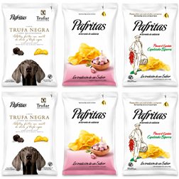 Gourmet Premium Potato Chips | Pack of 6 Bags of Artisan Potatoes with Extra Virgin Olive Oil | 2x100g Truffle + 2x140g Garlic + 2x140g Paprika | Gluten-Free Gourmet Snack for Appetizers