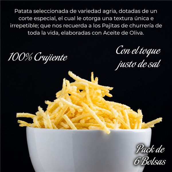Chips Gourmet Premium | Pack de 6 Sacs de Pommes de Terre Artisanales à l'Huile d'Olive Vierge pour Hamburgers et Plats Préparés | 6x180g | Snack Gourmet Sans Gluten-trasera
