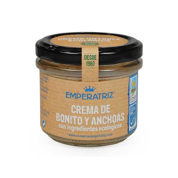 Pate-Crema de bonito y anchoa bio 110g Emperatriz-lateral