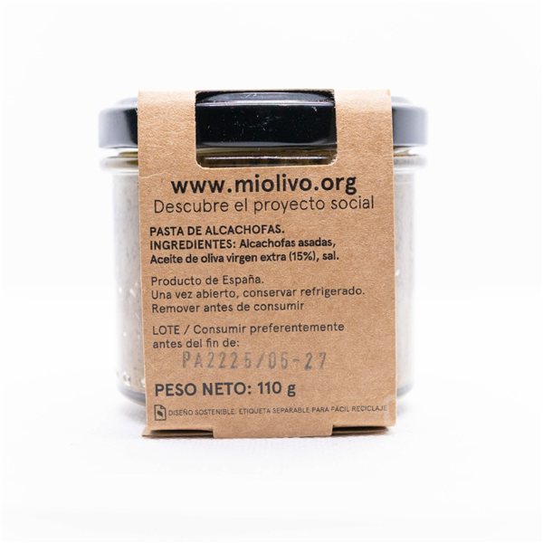 Paté de alcachofa asada en AOVE 110 g | Producto solidario-lateral