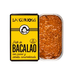 Paté de bacalao con pasas y cebolla caramelizada