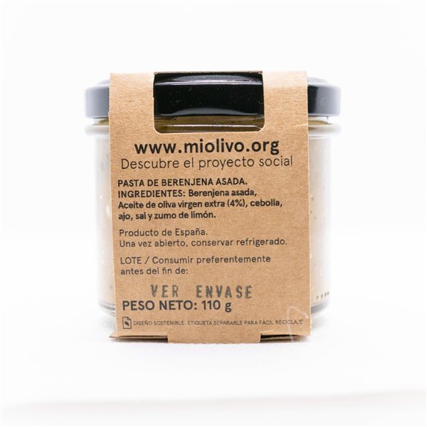 Paté de berenjena asada en AOVE 110 g | Producto solidario-lateral