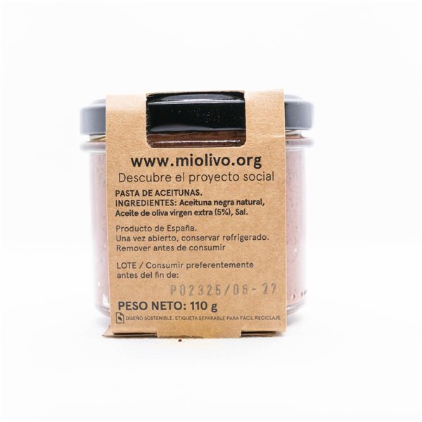 Paté de olivas empeltre en AOVE 110 g | Producto solidario-lateral