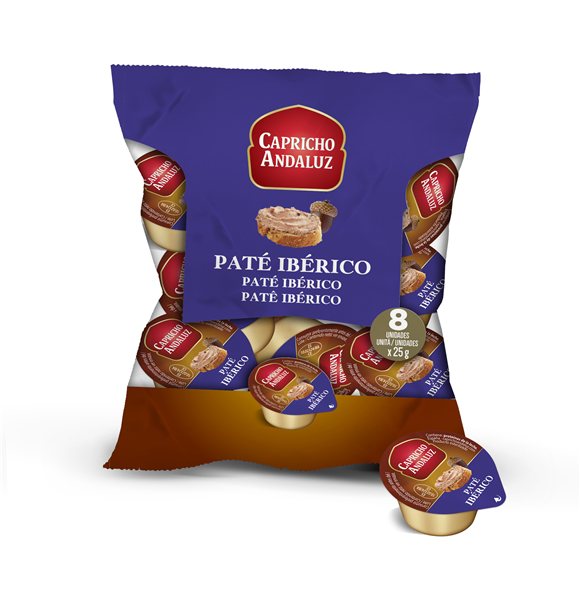 Paté Ibérico en Tarrinas: Bolsa 8 unidades (25g) Caja 10 bolsas x 8 uds.-detalle