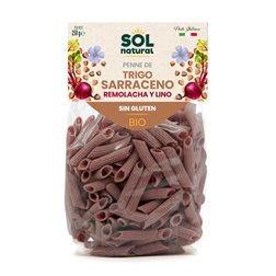 Penne Rigate de Trigo Sarraceno y Remolacha con Lino Dorado Sin Gluten Bio 250g