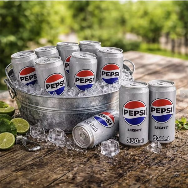 PEPSI Light Soda au cola faible en calories et en sucres, pack de 24 canettes de 330 ml, 7,92 litres au total (avec ou sans cadeau)-izquierda