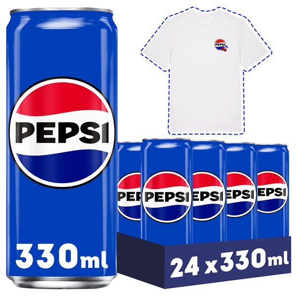 PEPSI régulier Soda au cola, pack de 24 canettes de 330 ml, 7,92 litres au total (avec ou sans cadeau)-detalle