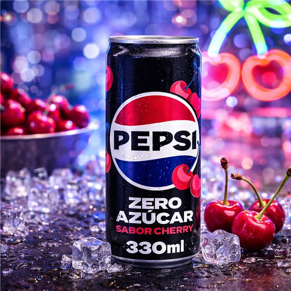 PEPSI Zero Cherry Cola-Getränk mit null Zucker und null Kalorien, 24er-Pack à 330 ml, insgesamt 7,92 Liter (mit oder ohne Geschenk)-izquierda