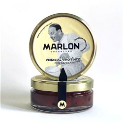 Pears in red wine with cinnamon.