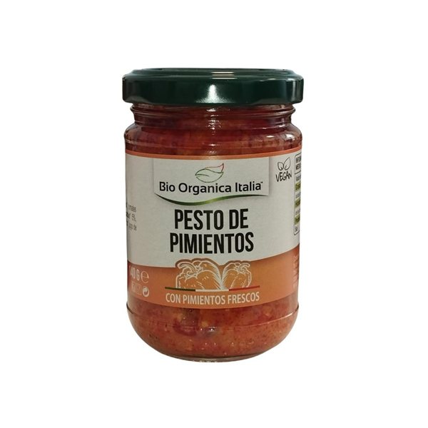 Pesto Poivrons Vegan Bio 140g Organica Italia-izquierda