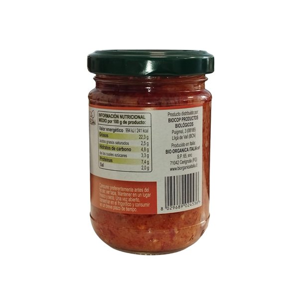 Pesto Pimientos vegano Bio 140g Organica Italia-lateral