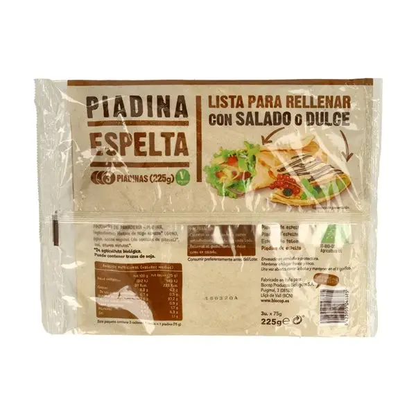 SPELT PIADINA 225 GR ORGANIC-detalle