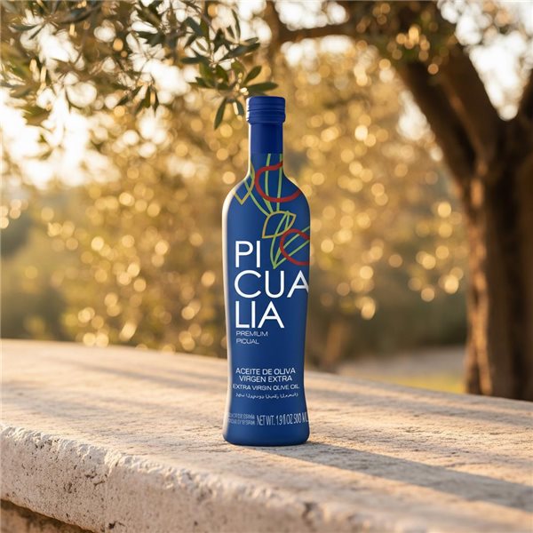 Picualia Premium Picual Botella 500 ml-lateral