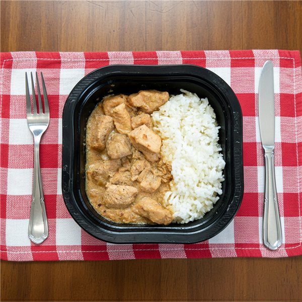 FRAGEN SIE WIE ZU HAUSE | Fertiggerichte zum Aufwärmen | Linsen mit Kürbis, Hühnchen Stroganoff mit Reis | Hausgemachter und nahrhafter Geschmack | Packung 2 x 350 g-izquierda