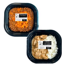 FRAGEN SIE WIE ZU HAUSE | Fertiggerichte zum Aufwärmen | Linsen mit Kürbis, Hühnchen Stroganoff mit Reis | Hausgemachter und nahrhafter Geschmack | Packung 2 x 350 g