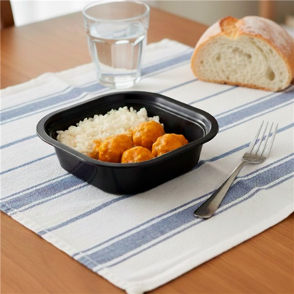 PIDE COMO EN CASA | Platos Preparados Listos para Comer | Lentejas con Calabaza, Ensaladilla de Atún, Albóndigas de Merluza en Salsa Marinera con Arroz, Pollo Strogonoff con Arroz | Pack 4 x 350 g-izquierda