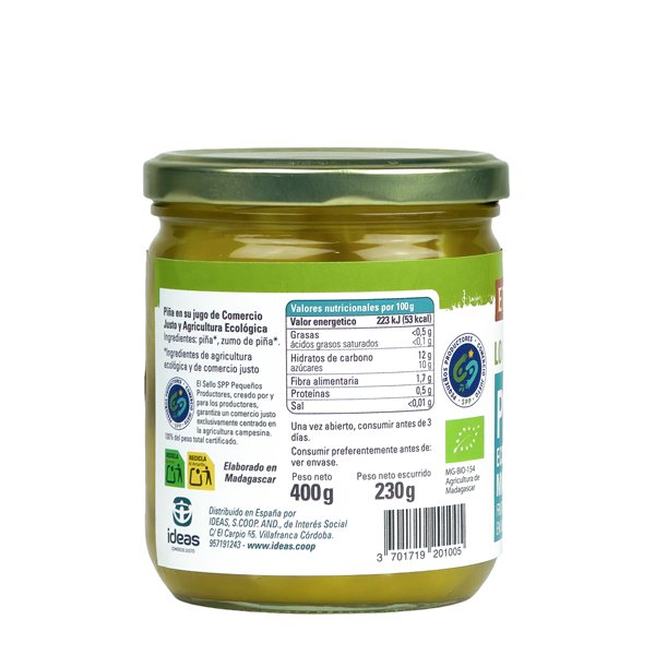 BIO Ananas aus dem Glas 400 g-lateral