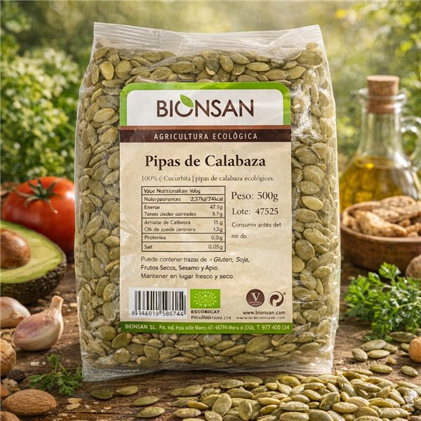 Organic Pumpkin Seeds Cucurbita 500g-trasera