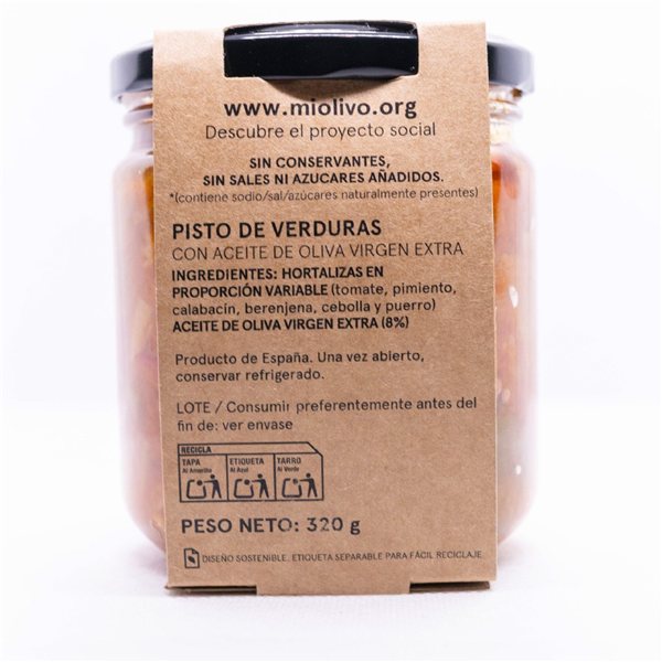 Pisto de verduras con pimiento asado 320 g | Producto solidario-lateral