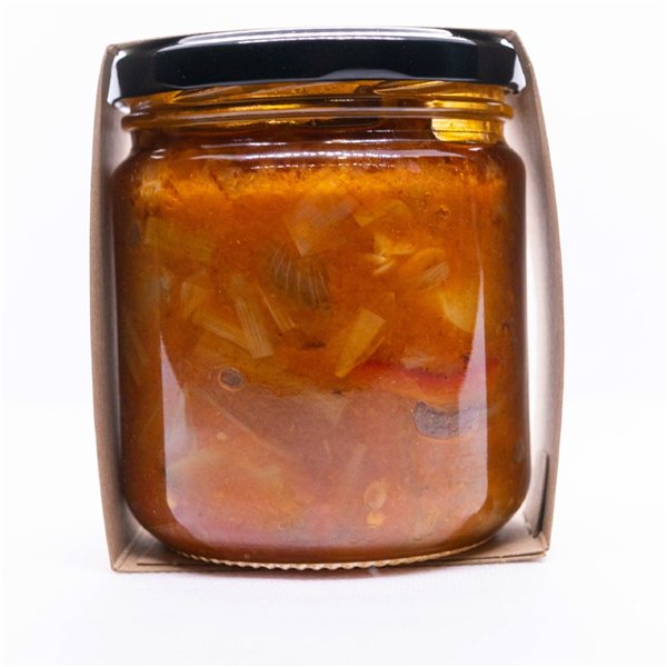 Pisto de verduras con pimiento asado 320 g | Producto solidario-trasera