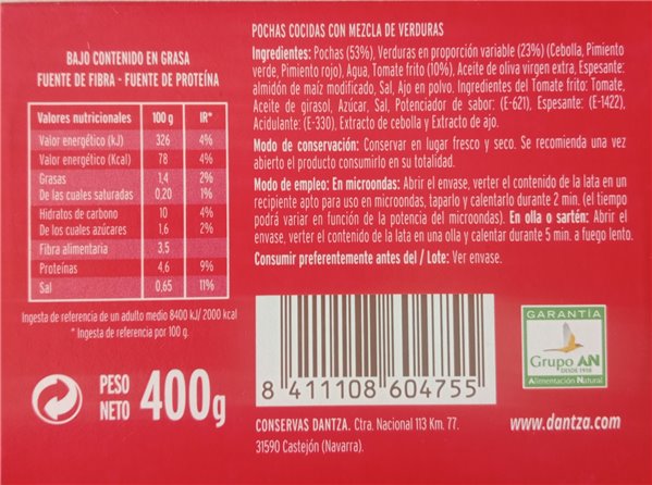 Pochas a la Navarra 400g DANTZA-detalle