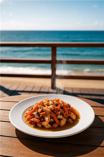 Hähnchen provenzalisch nach Großmutters Art in handgefertigtem Topf.-lateral