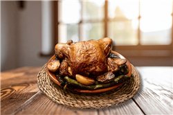 Roast chicken with baked potatoes and garden peppers (2kg)