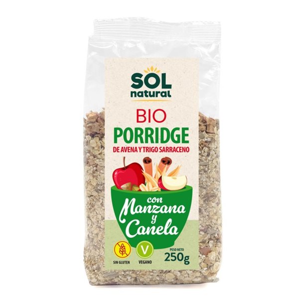 Apple cinnamon oat buckwheat porridge - Bio 250g Sol Natural-detalle