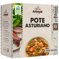 La traducción de "Pote Asturiano Arbeyal" al alemán es "Asturianischer Eintopf Arbeyal".