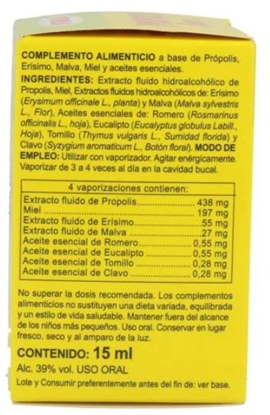 PROPOLIS SPRAY ORAL C/ ERISIMO 15 ML-lateral