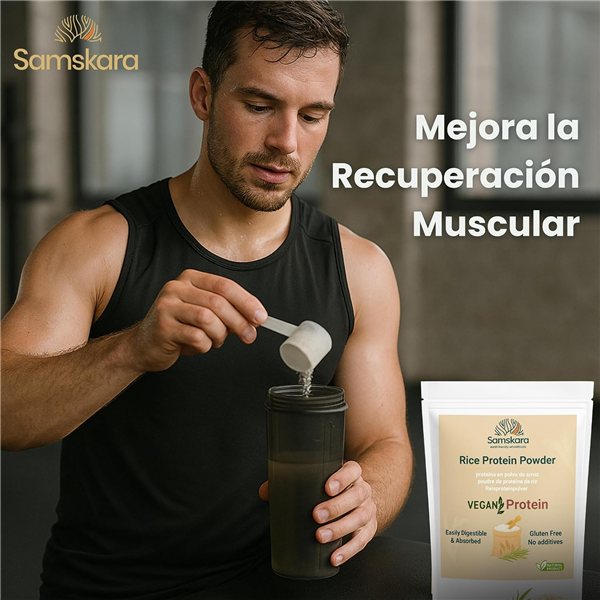 White Rice Protein | Easy to Mix in Shakes and Baking | 100% Plant-Based Neutral Flavor | Samskara-izquierda