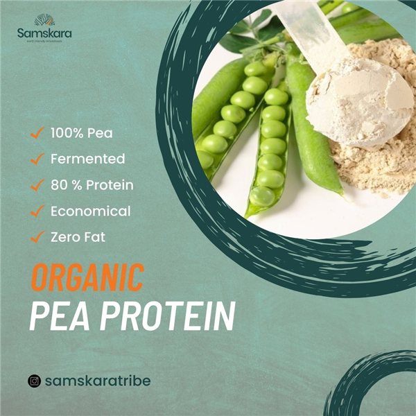 Bio-Erbsenprotein Regular | 80 % pflanzliches Protein | Ideal für Shakes, Backwaren und Mischungen | Samskara 1 kg-detalle