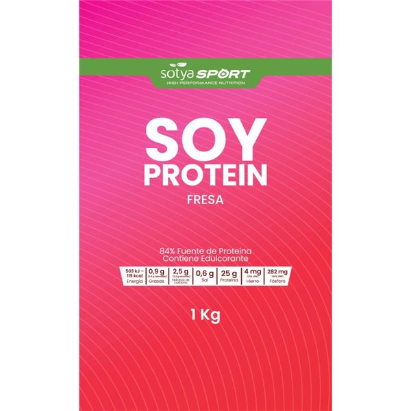 Isolated soy protein Strawberry Doypack 1Kg Sotya-izquierda