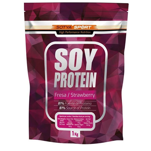 Isolated soy protein Strawberry Doypack 1Kg Sotya-lateral
