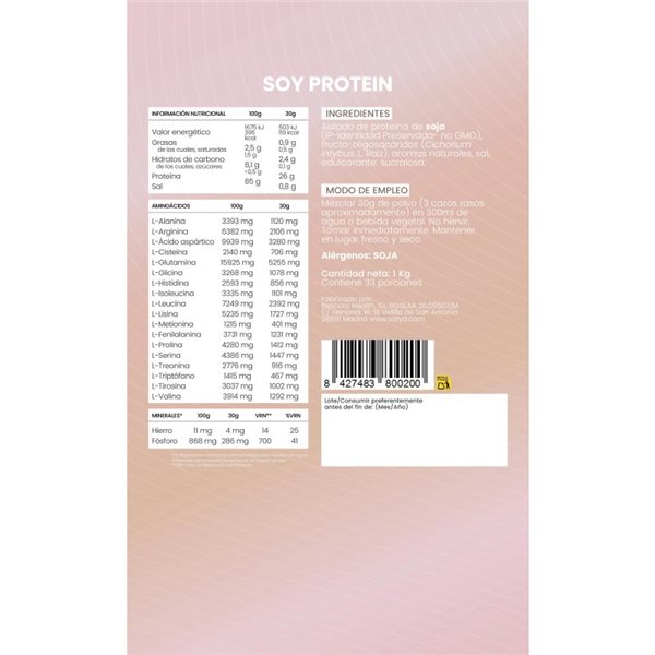 Proteina de soja isolada Vainilla Doypack 1Kg Sotya SPORT-izquierda