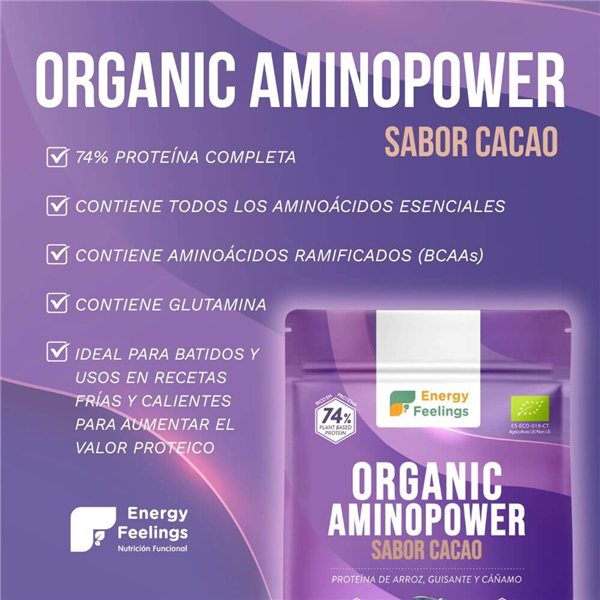 Protéine végétale BIO Aminopower 74% Cacao - 500g-lateral