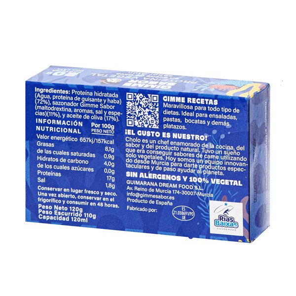 Pflanzliches Protein mit Thunfischgeschmack in Olivenöl, 20g Protein pro Dose und ohne Allergene (Packung à 3)-trasera