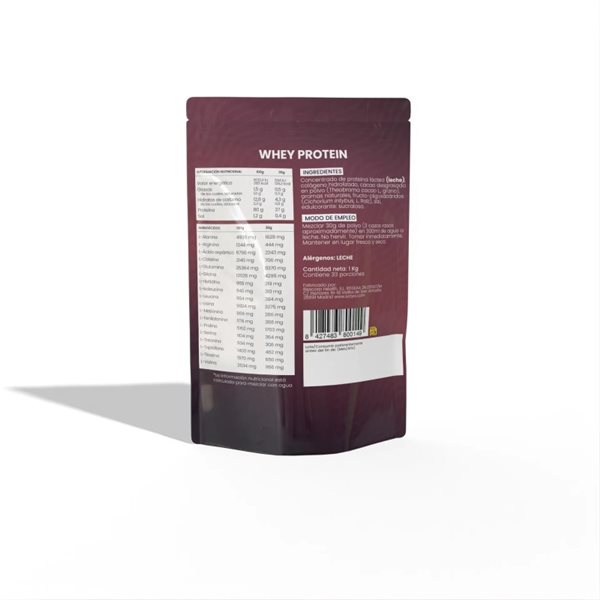 Proteina Whey de suero de leche chocolate Doypack 1 kg Sotya SPORT-lateral