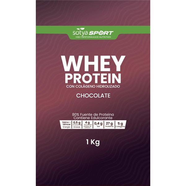 Proteina Whey de suero de leche chocolate Doypack 1 kg Sotya SPORT-trasera