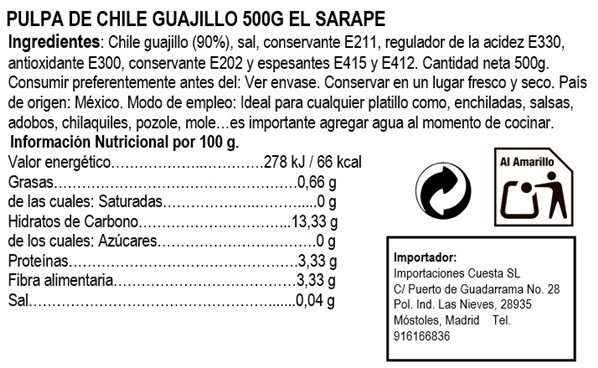 Pulpa von Guajillo-Chili 500g-detalle