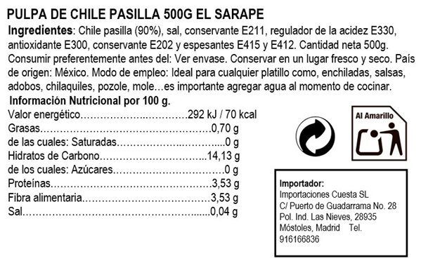 Pulpa de chile pasilla 500g-detalle