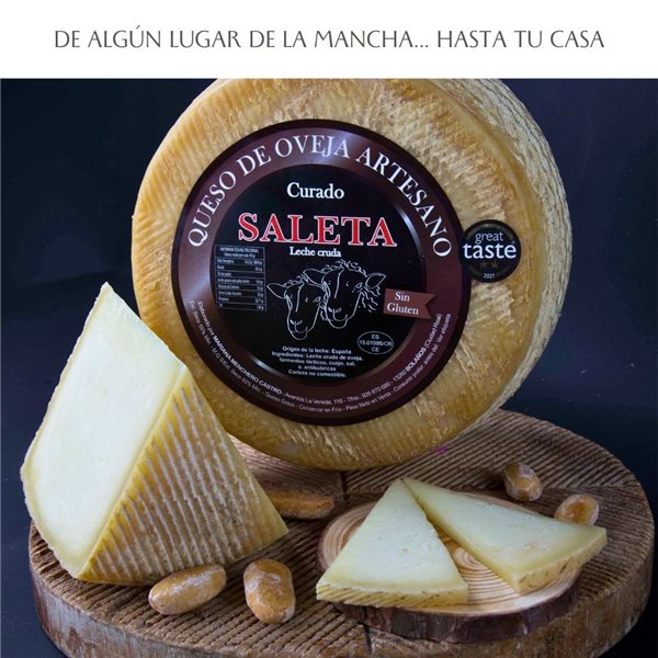 Queso Curado de oveja Gourmet Mini (1,2Kg) | Elaboración Artesana Queso de La Mancha-detalle